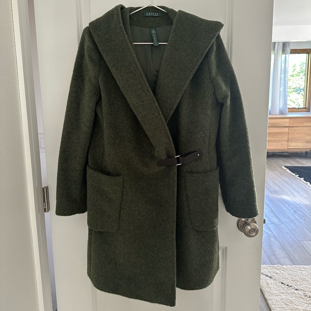 Lauren by Ralph Lauren Wool Hooded Wrap Jacket - Picture 2 of 12